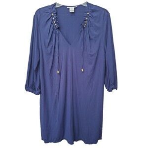 La Blanca Blue Knit Tie-Neck Swim Cover-Up Size Medium